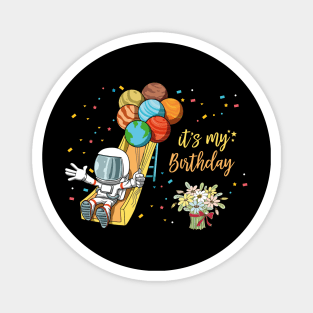 Birthday Astronaut Space Slide Planets Balloons Magnet